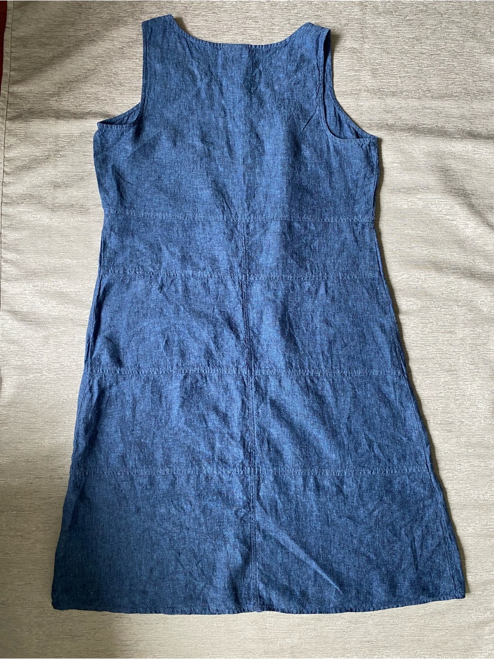 J.jill Blue Pure Jill 100% Linen Sleeveless Summer Dress Pockets Midi - Picture 12 of 12